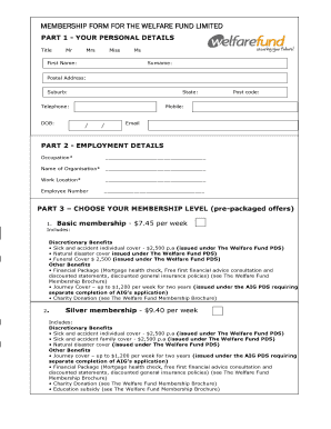 Welfare Registration Form