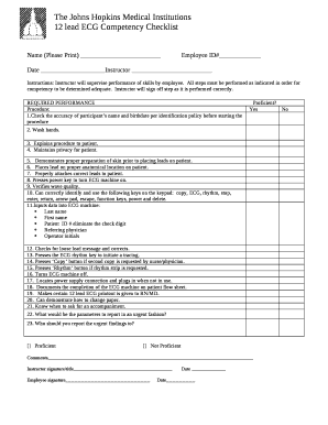 Ecg Competency Checklist  Form