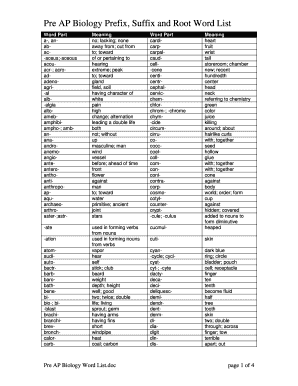 Biology Prefixes  Form