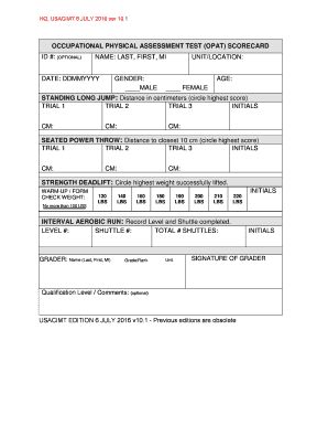 Opat Scorecard  Form