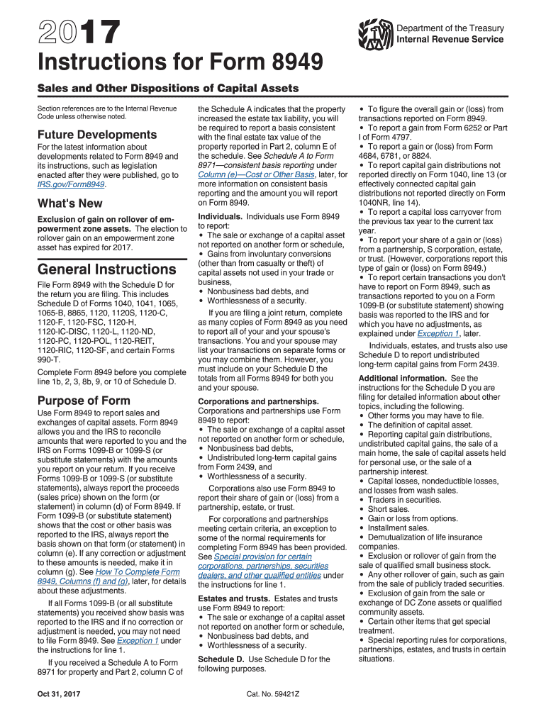  Form 8949 Instructions 2017
