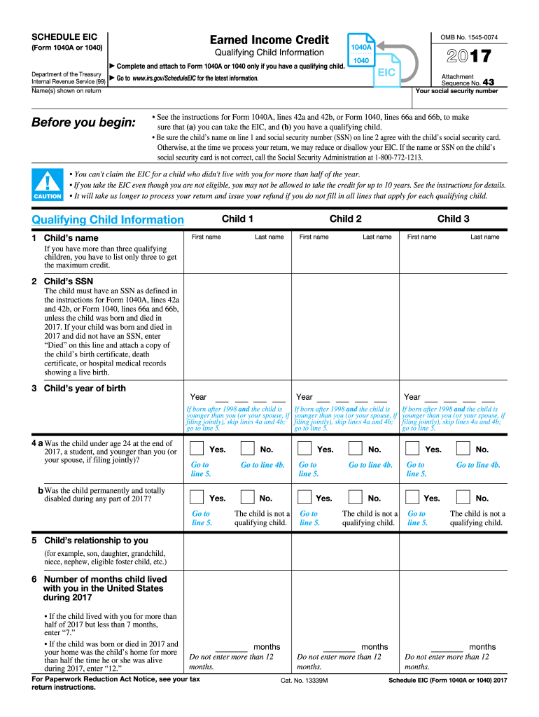  Earned Income Credit Worksheet Form 2017