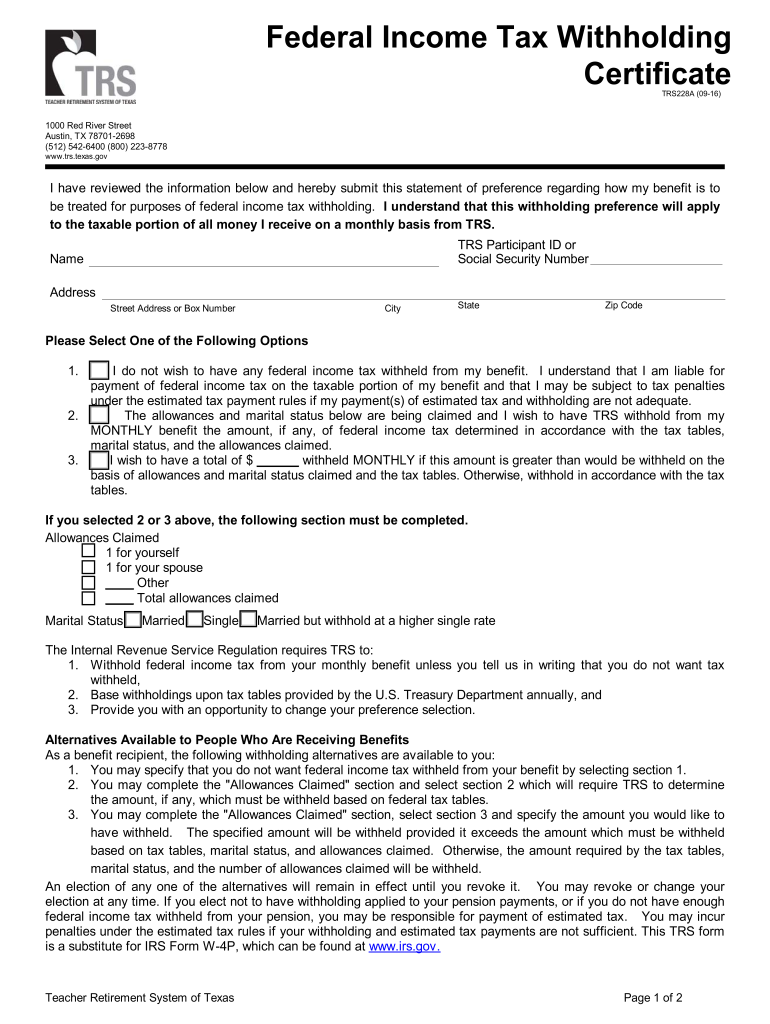  Forms 228a 2016