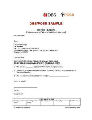 Dbs Bank Letterhead  Form