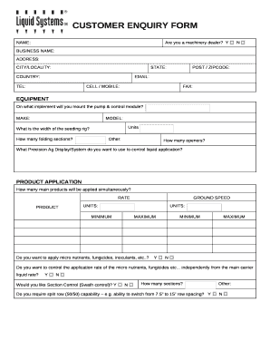 Enquiry Form Template Word