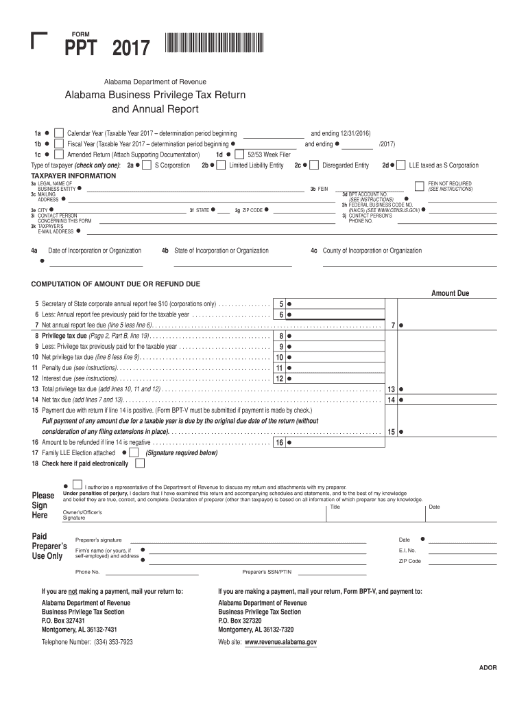  PPT  Alabama Department of Revenue  Alabama Gov 2017