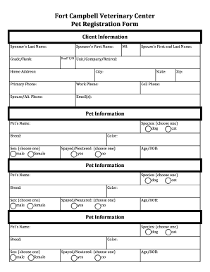  Fort Campbell Pet Registration 2016-2024