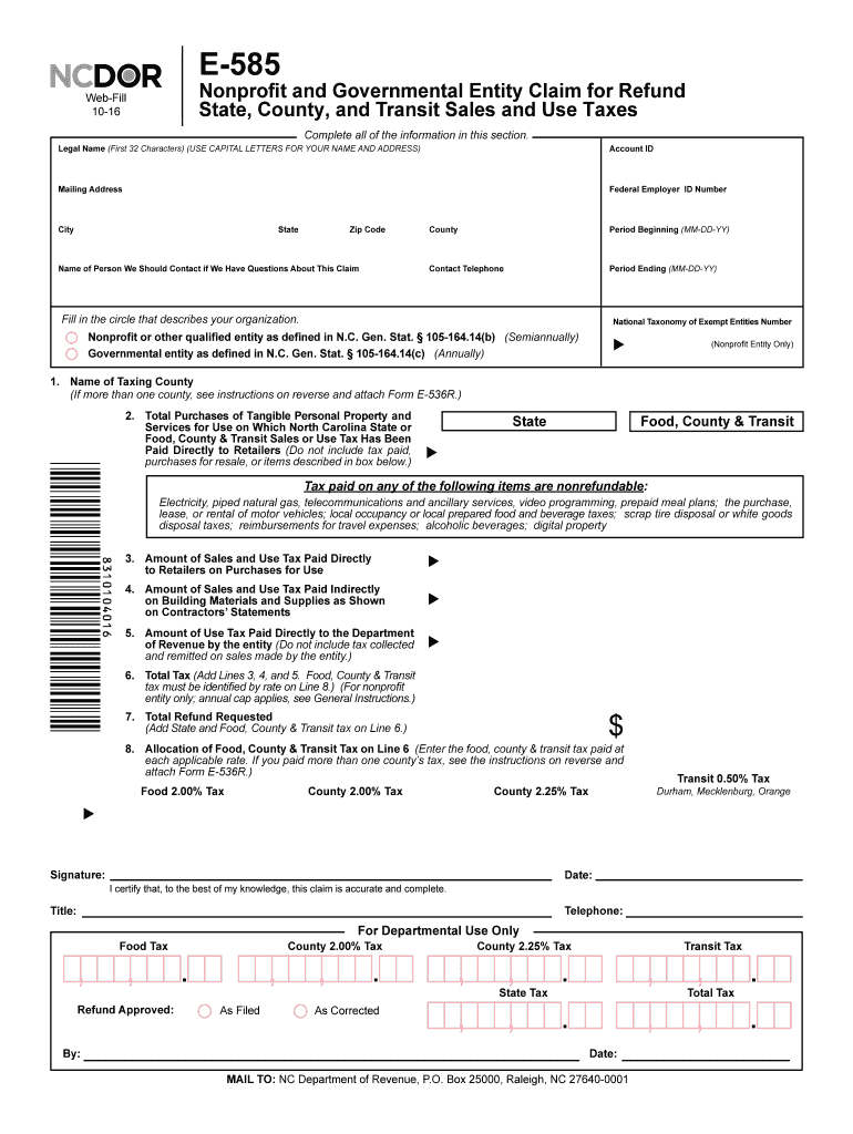  E 585  Form 2016