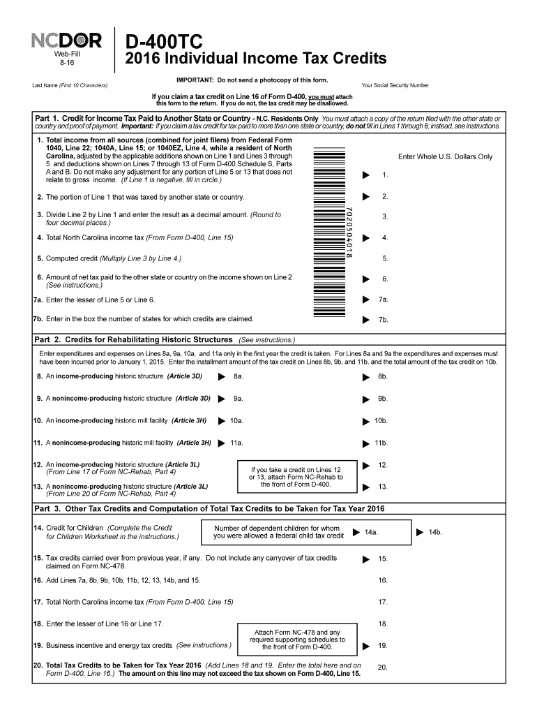  D 400tc  Form 2016