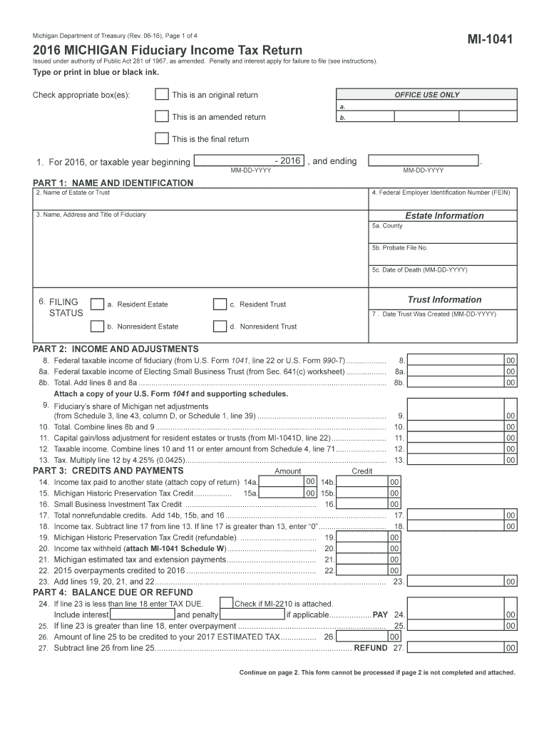  Michigan Schedule 1 Form 2016