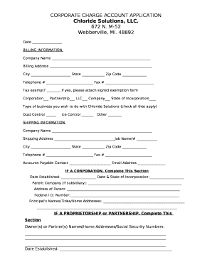 Charge Account Template  Form