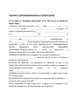 Memorandum of Undertaking Sample  Form