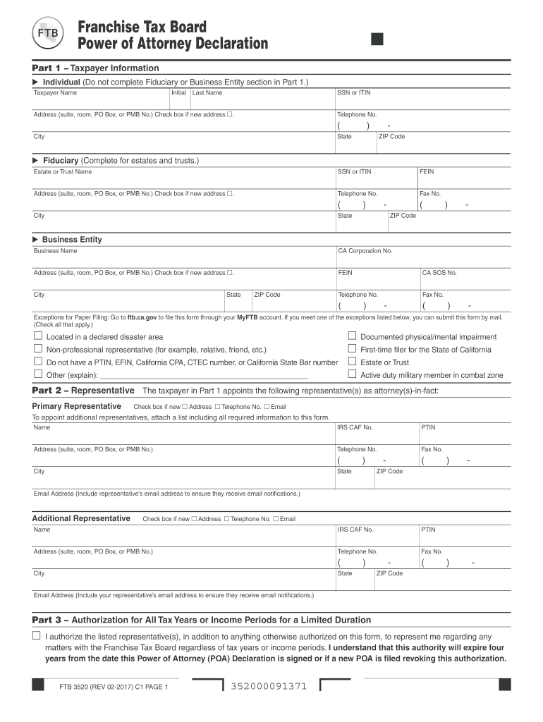  Ftb Ca Gov Poa 2017-2024