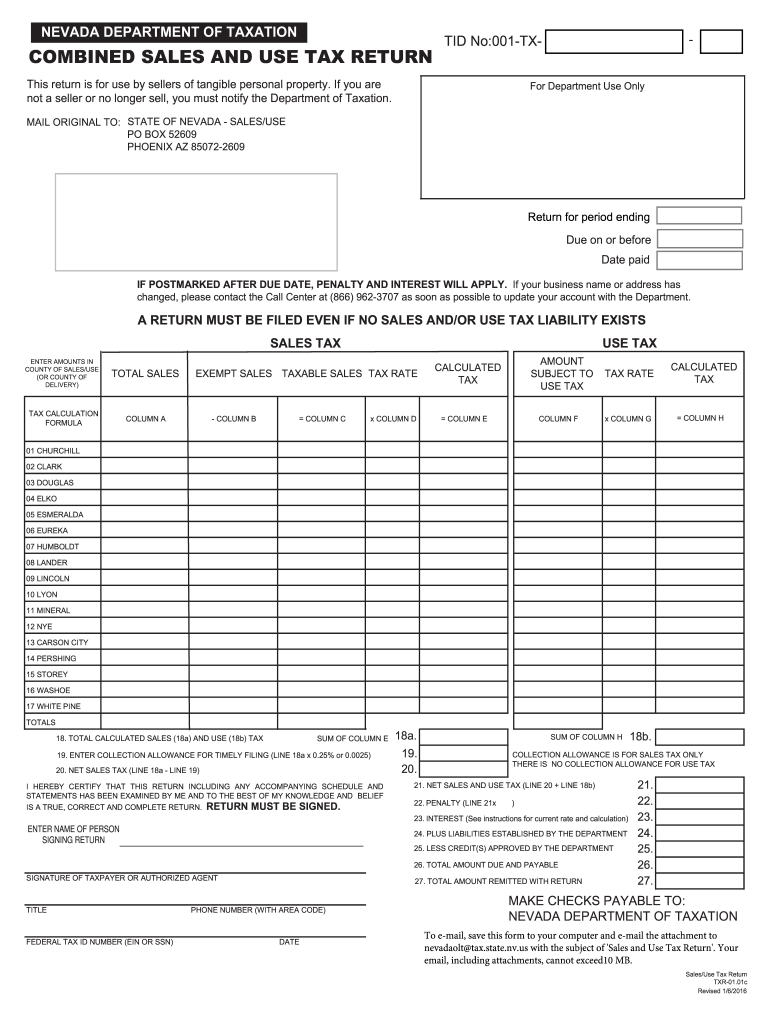  Nevada Sales Tax Form 2016-2024