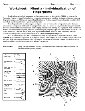 Minutiae Worksheet  Form