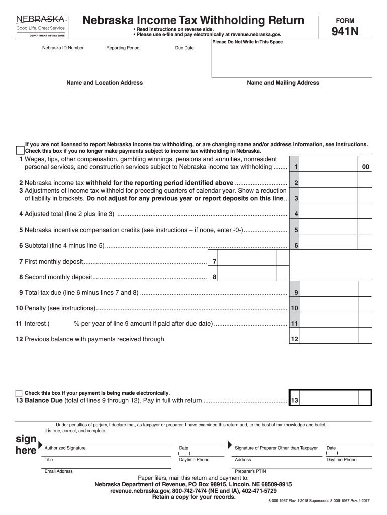  Form 941n Nebraska 2018