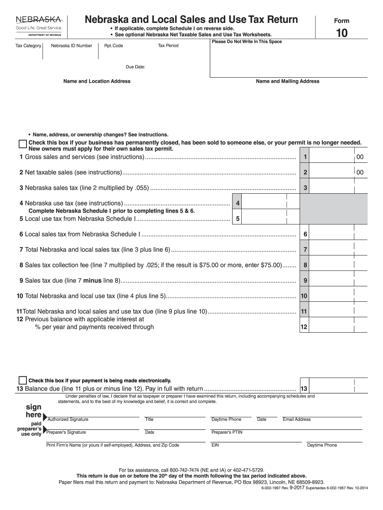  Nebraska Form 10 2017