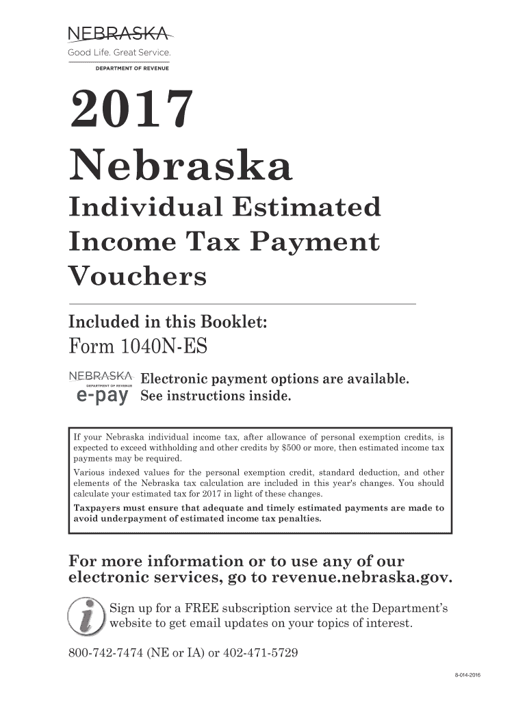 Get and Sign Nebraska Estimated Tax Forms 2017-2022