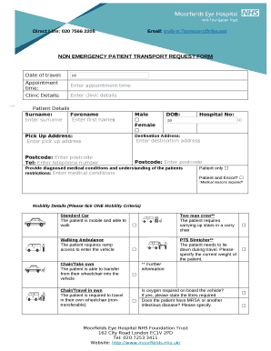 Non Emergency Patient Transport Form