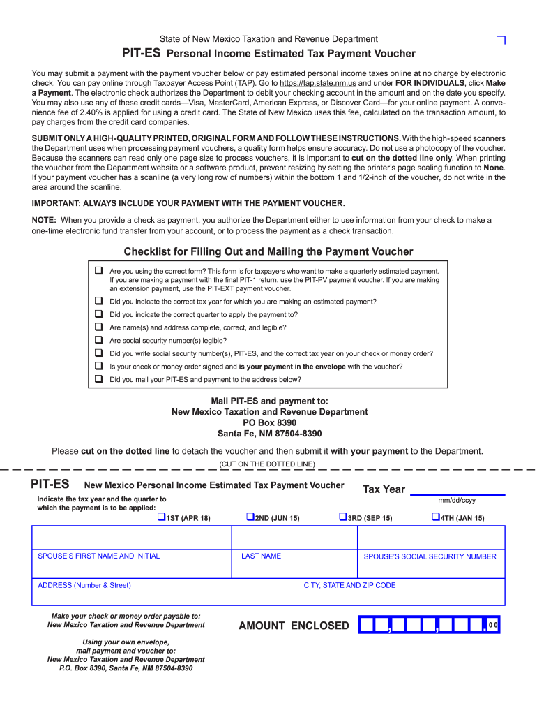  Tax from Pit Es New Mexico 2018-2024