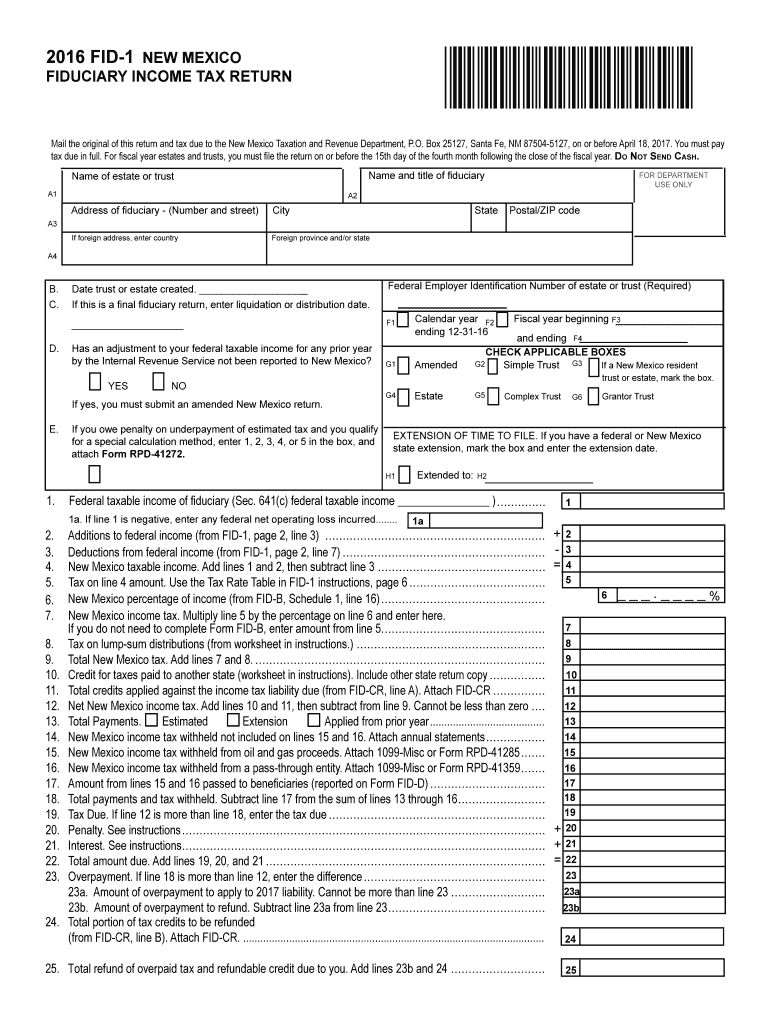  New Mexico Fid 1 Instructions 2016