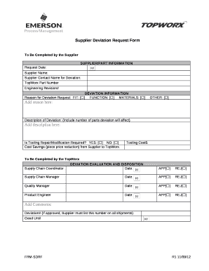 Deviation Request Form Template Excel