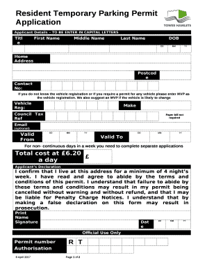 Visitor Parking Pass Template  Form