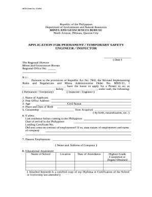 APPLICATION for PERMANENT TEMPORARY SAFETY  Form