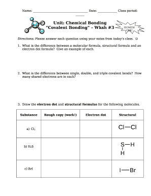 Unit Chemical Bonding Covalent Bonding Ws 3  Form