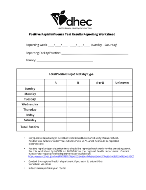 Positive Flu Test Paperwork  Form