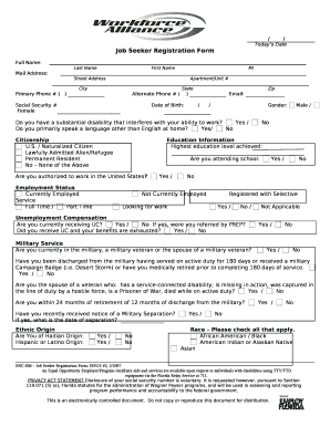 Proof of Registration as a Work Seeker  Form