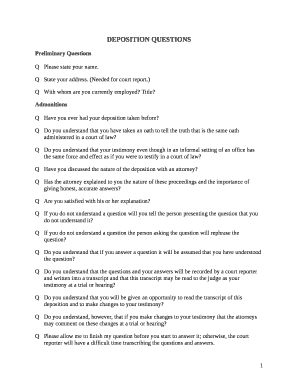 Sample Deposition Outline  Form