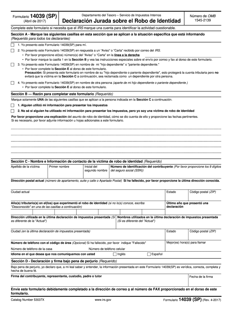  Form 14039 Printable 2017