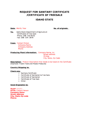 Sanitary Certificate Application Form PDF
