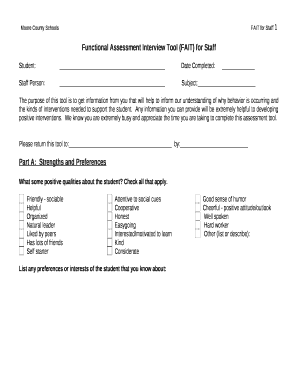 Functional Assessment Interview Tool FAIT for Staff  Form