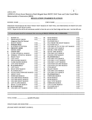 Unarmed Platoon Drill Sheet  Form