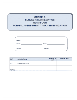 Grade 9 Term 3 Maths Assignment PDF  Form