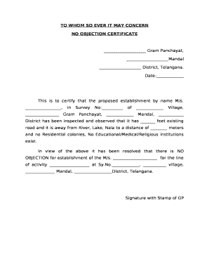 Gram Panchayat Noc Format