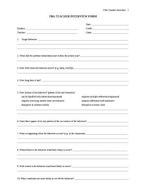 Fba Teachers Interview Questions  Form