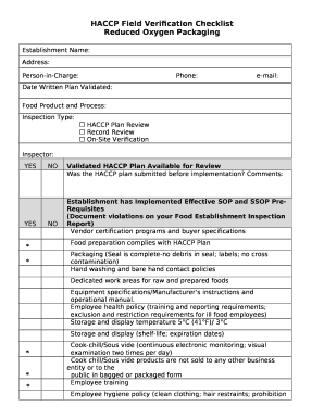 Haccp Validation and Verification Examples PDF  Form