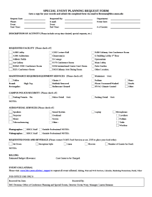 Special Event Planning Request Form