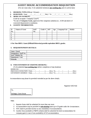 GUEST HOUSE ACCOMMODATION REQUISITION  Form