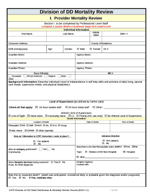 Mortality Review Template  Form