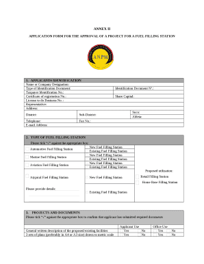 Proposal for Petrol Filling Station  Form