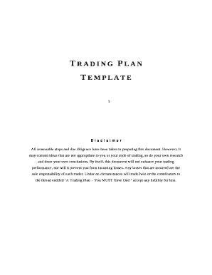 Trading Plan Template Word  Form