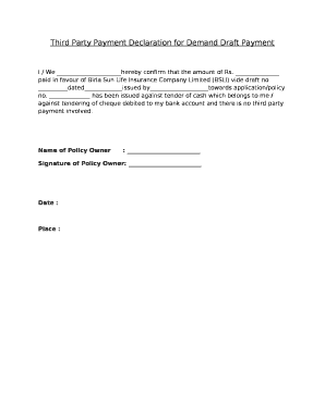 Third Party Payment Declaration Letter Format in Word