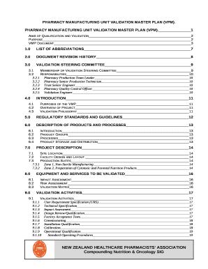 Validation Master Plan Template Word  Form