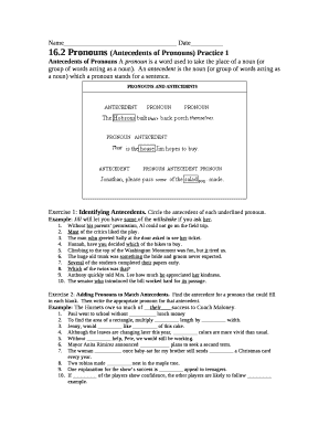 16 2 Pronouns Practice 1 Answer Key  Form