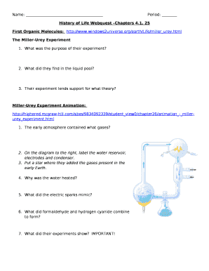 History of Life Webquest Answer Key  Form