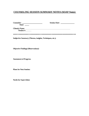 Soap Notes Counseling PDF  Form